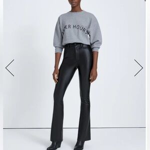 7 For All Mankind Faux Leather Black Flare Jeans